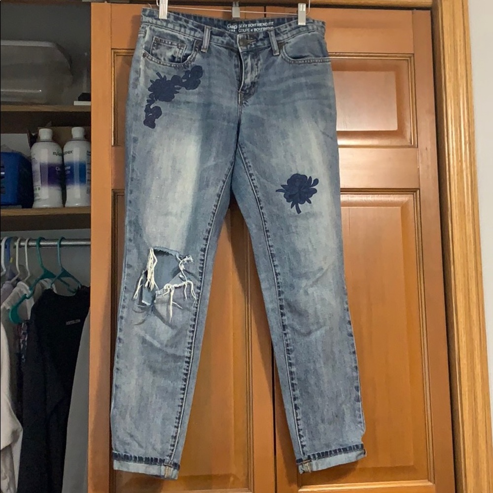 Embroidered Gap Boyfriend Jeans